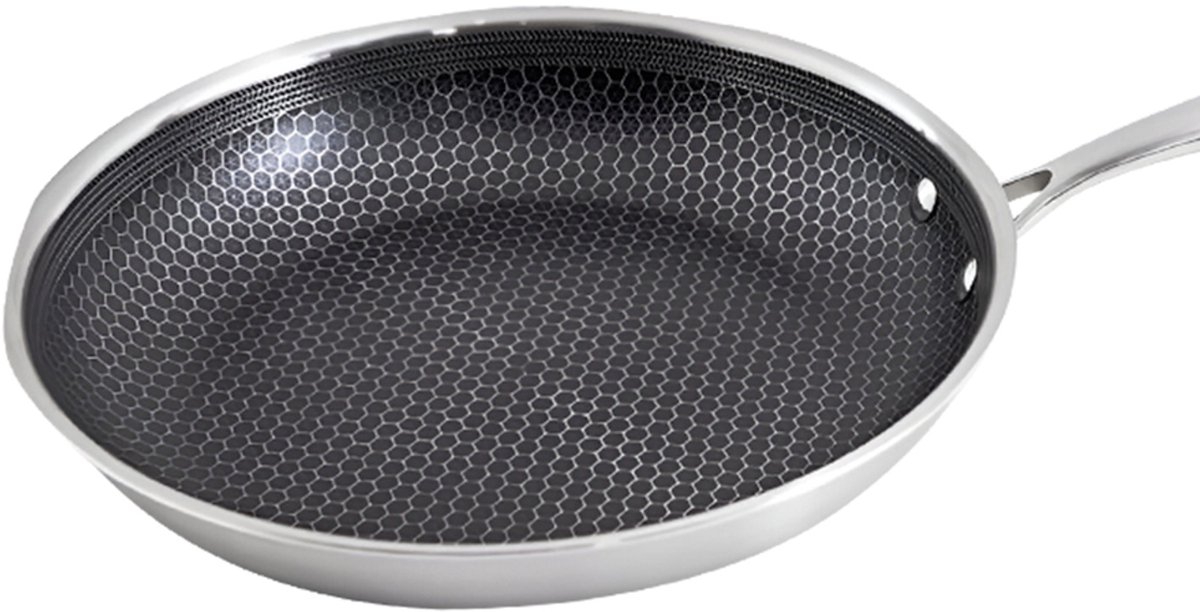 Cheffinger, Koekenpan 24 cm met honingraatcoating en lange handgreep, Zilver