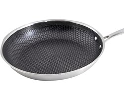 Cheffinger, Koekenpan 24 cm met honingraatcoating en lange handgreep, Zilver