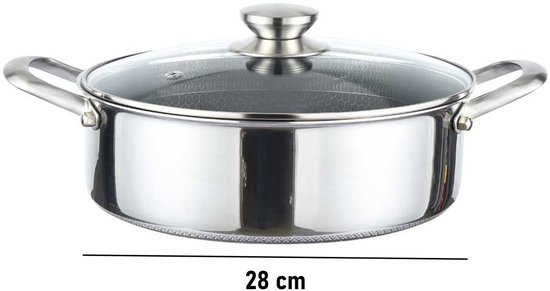 Cheffinger, Sauteerpan 28 cm met honingraatcoating, deksel en roestvrijstalen handgrepen, Zilveren van Merkloos — afbeelding 2