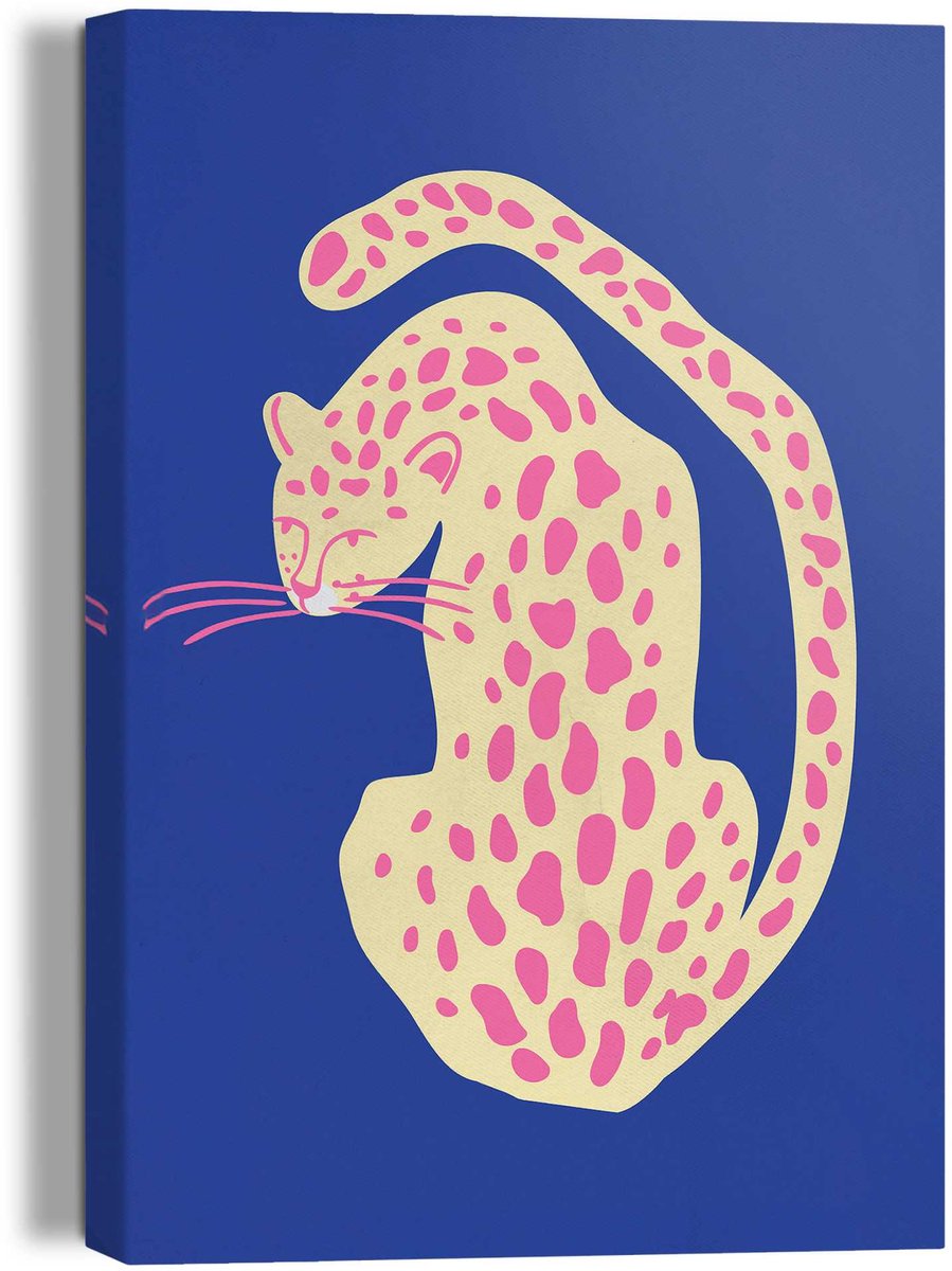 Schilderij Blue Pink Cat - 30 x 20 - Canvas - REINDERS