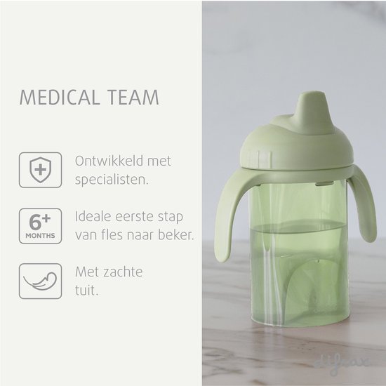 Difrax Tuitbeker Drinkbeker - 250 ml - 6+ Maanden - Lichtgroen - 1 stuk van Difrax — afbeelding 4