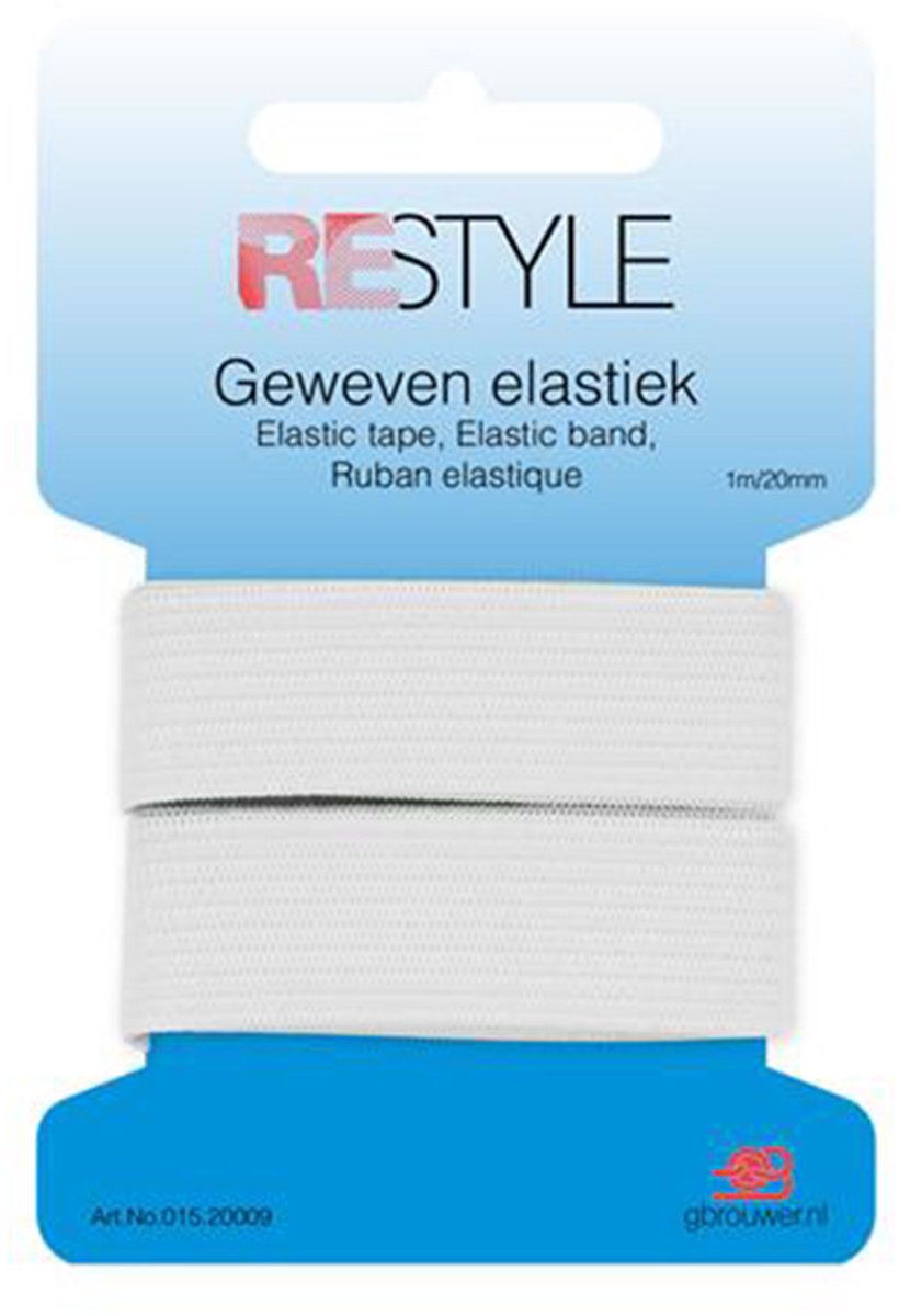 Restyle Geweven Elastiek 20 mm x 1 meter 009 Wit