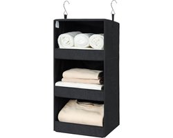 3-lagen Opvouwbare hangende kledingopbergtas - Hangende Organizer - Hangopbergsysteem voor kleding - Oplossing voor kledingkastorganisatie - Zwart