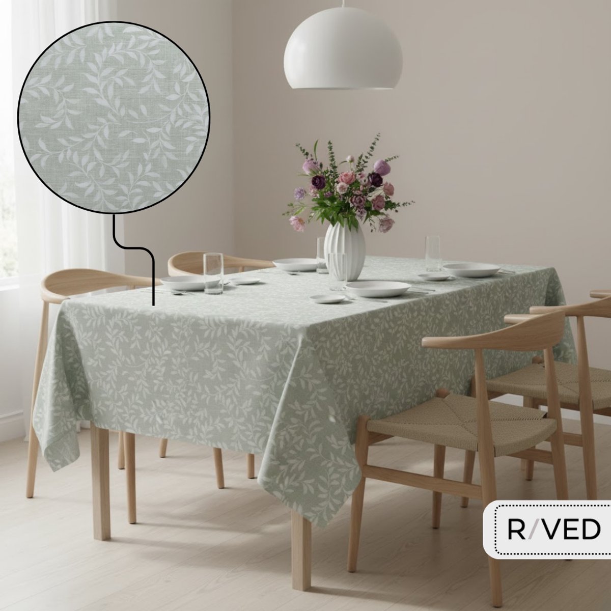 Raved Tafelzeil - 140x220 cm - Bladeren Groen - PVC - Afwasbaar