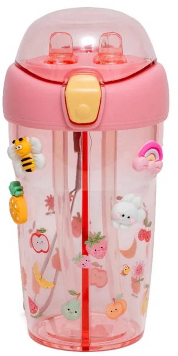 Petit Monkey Drinkfles Sparkling Fruits - Roze