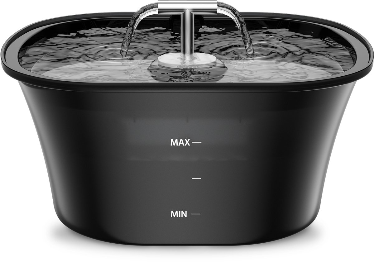 Balimo Max Drinkfontein Kat - 2.5 L - Met LED Kattenfontein - Waterfontein voor Katten en Honden - Drinkbak Kat - Waterfontein - Fluisterstil - Zwart