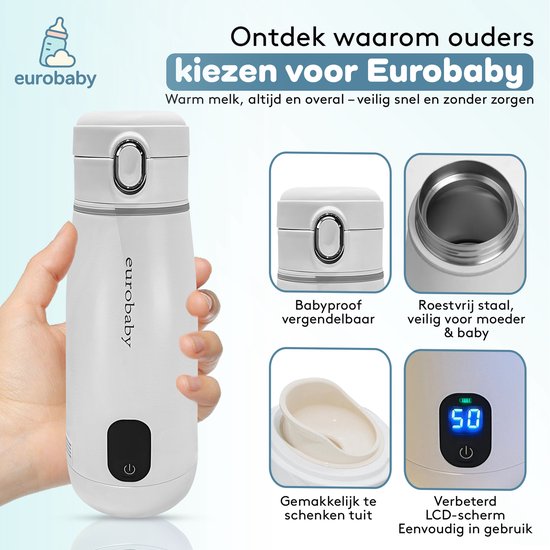 EuroBaby® Flessenwarmer Baby - Geen gehuil meer onderweg, altijd warme melk - Draadloos & veilig van Merkloos — afbeelding 3