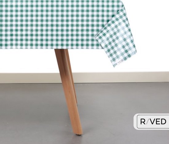 Nappe Raved / Nappe carreaux fermiers / Vichy Vert / Wit 140 cm x 290 cm - PVC - Lavable