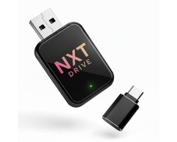 NXT Drive® 2-in-1 CarPlay Dongle – CarPlay Dongle - Android Auto Dongle - 2025 Nieuwste Model - Draadloos CarPlay & Android Auto - Zwart