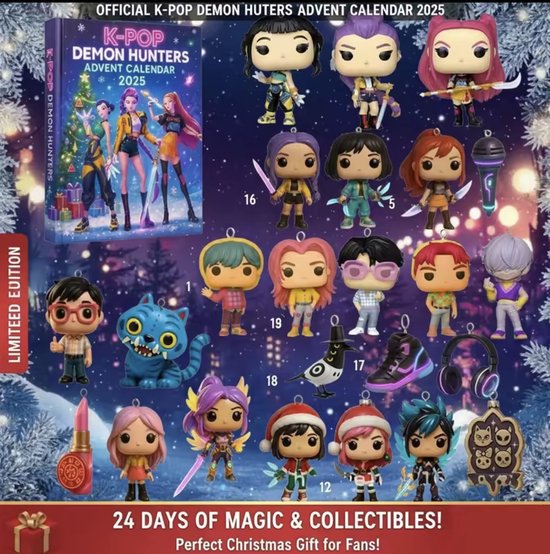 Kerst Blind Box Devil Kpop Demon Hunter KDH Premium Adventskalender 2025, Heks Jacht Team Acryl Hanger Speelgoed Cadeau