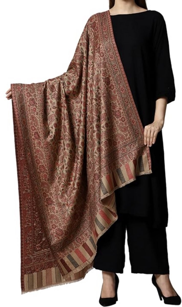 N3 Collecties Elegante Beige en Kastanje Bruine Paisley-Sjaal voor dames