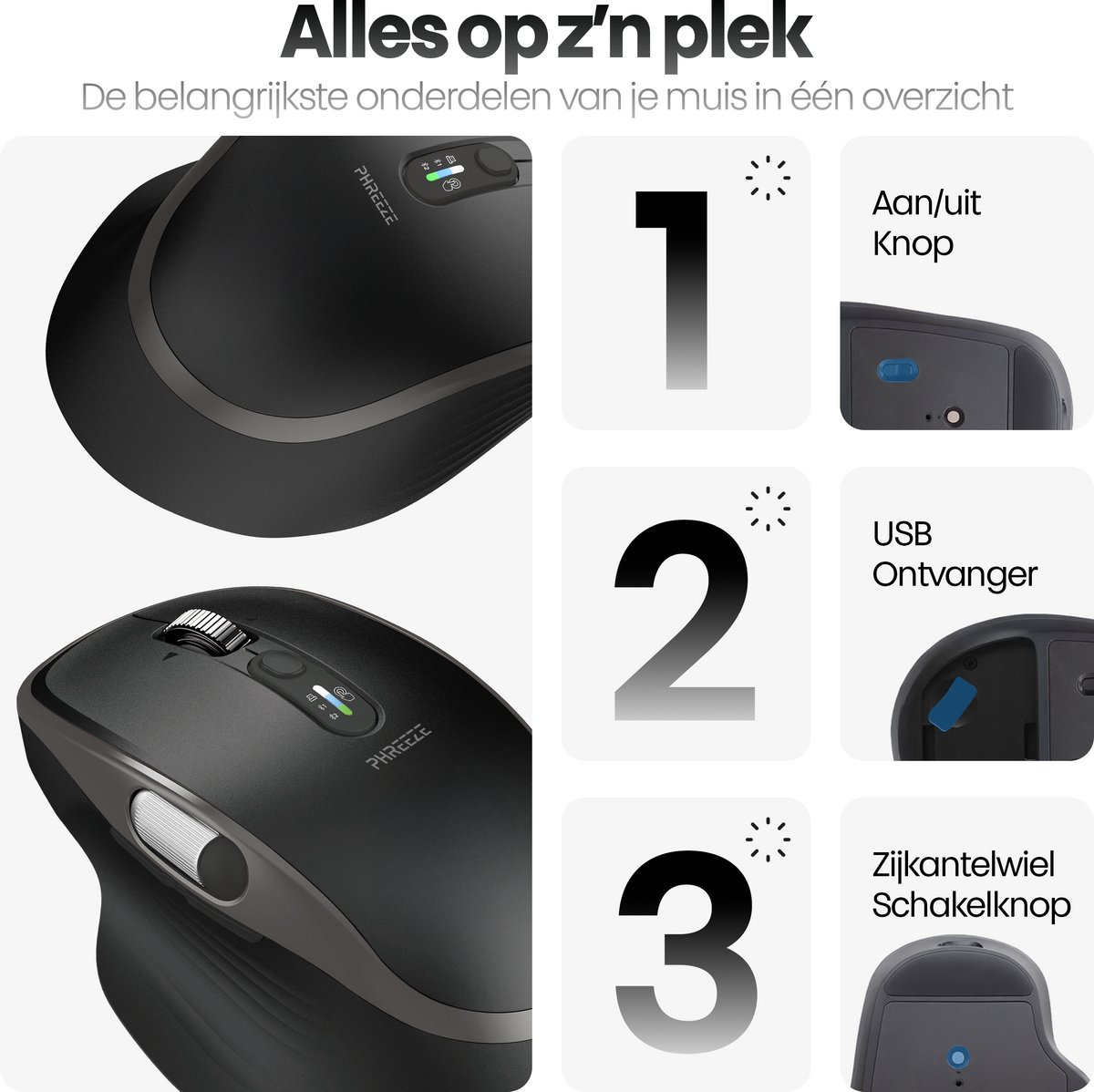 Phreeze Master 3S Draadloze Ergonomische Muis thumbnail 2