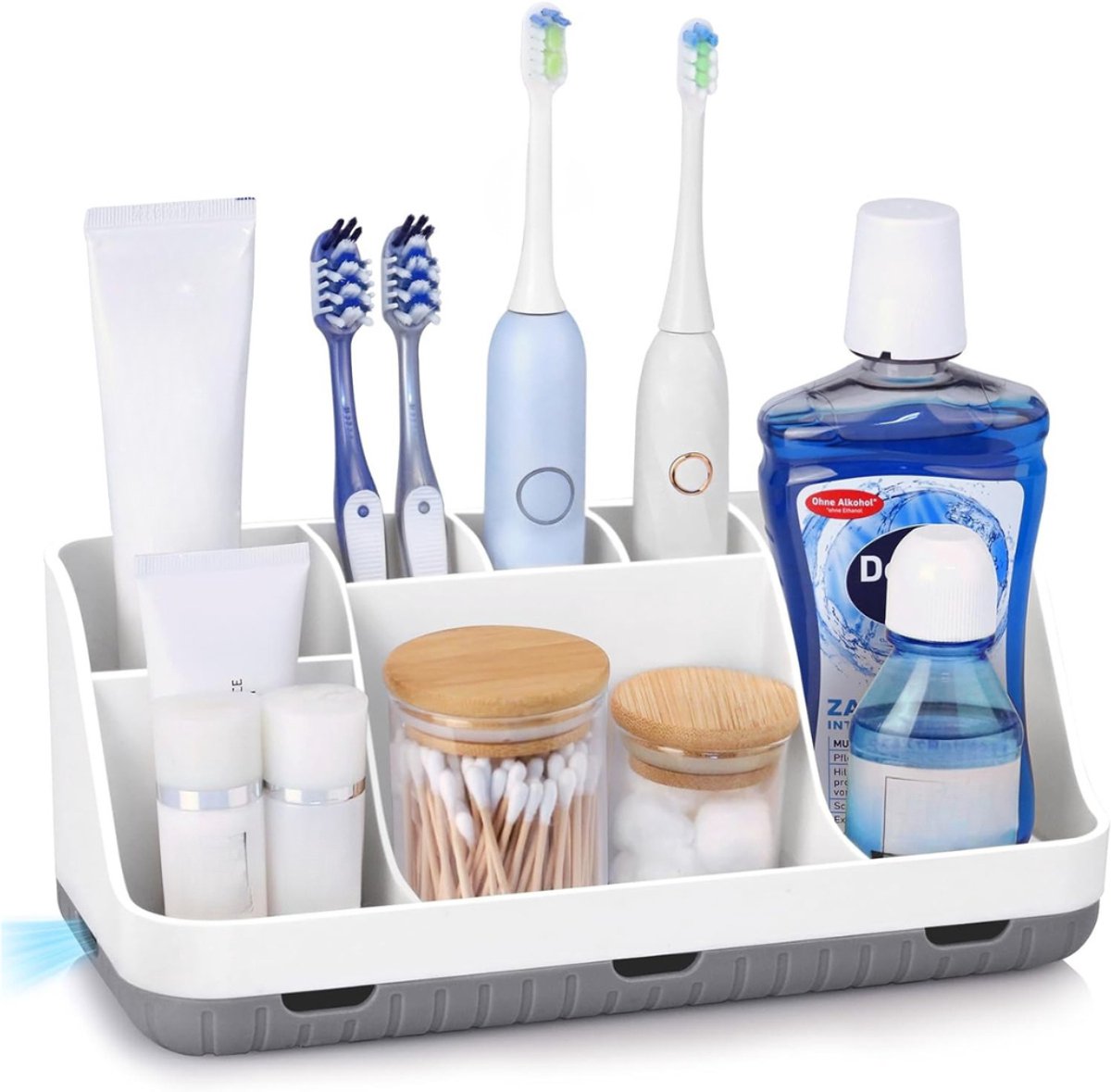 Goodivery® - Tandenborstelhouder - Tandenborstel Houder - Tandenborstelhouders - Badkamerorganizer met 7 Vakken voor Badkamer en Gezin - 28x11x13cm - Wit