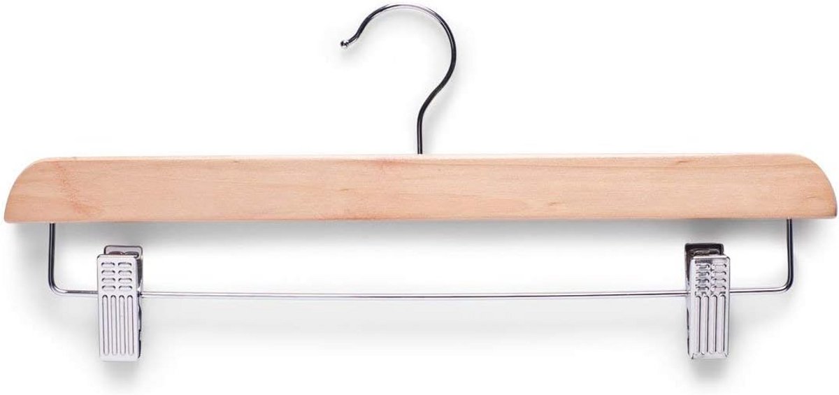 Houten Broekhanger met Metalen Clips 36 cm