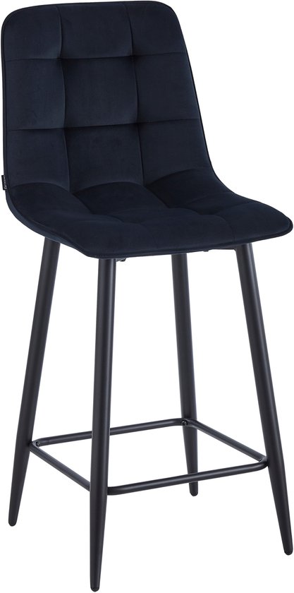 Colenis® - Tabouret de bar Luciano - Set de 2 - Zwart - Velours - Velours - Design