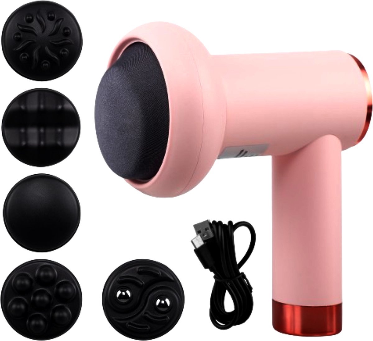 Nextron - Massagepistool 6-delig Diepe massage massage-gun Dieprollende - Massage Pistool Cellulite Massage Apparaat - Oplaadbaar en Draadloos - Roze vrouw cadeau spieren ontspannen Met 5 opzetstukken Oplaadbaar met USB-C kabel tril machine spierpijn - Nextron - €49,99