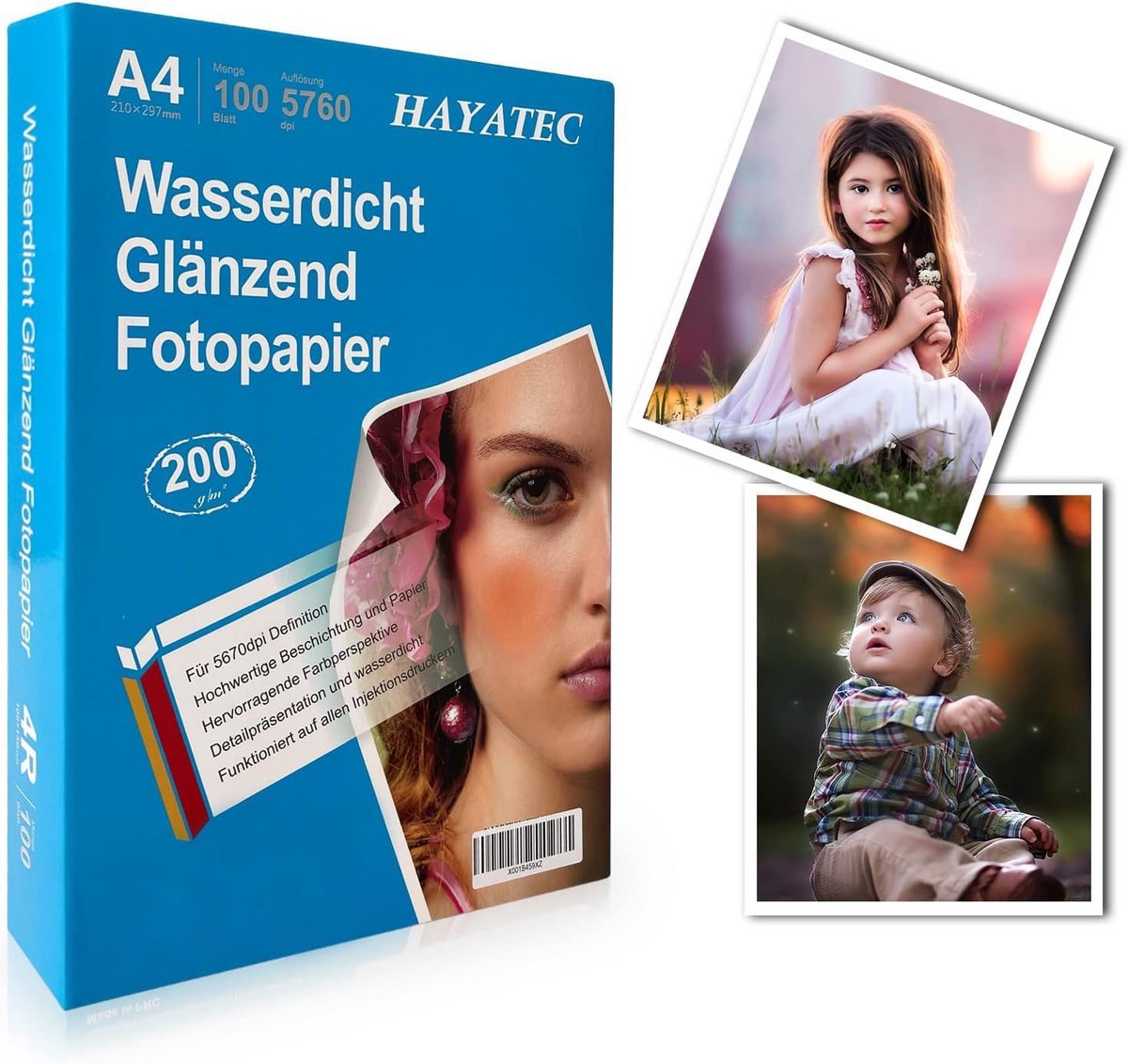 Glanzend Fotopapier A4 200 g/m² voor Inkjet, Sneldrogend en Waterdicht, 100 Vel