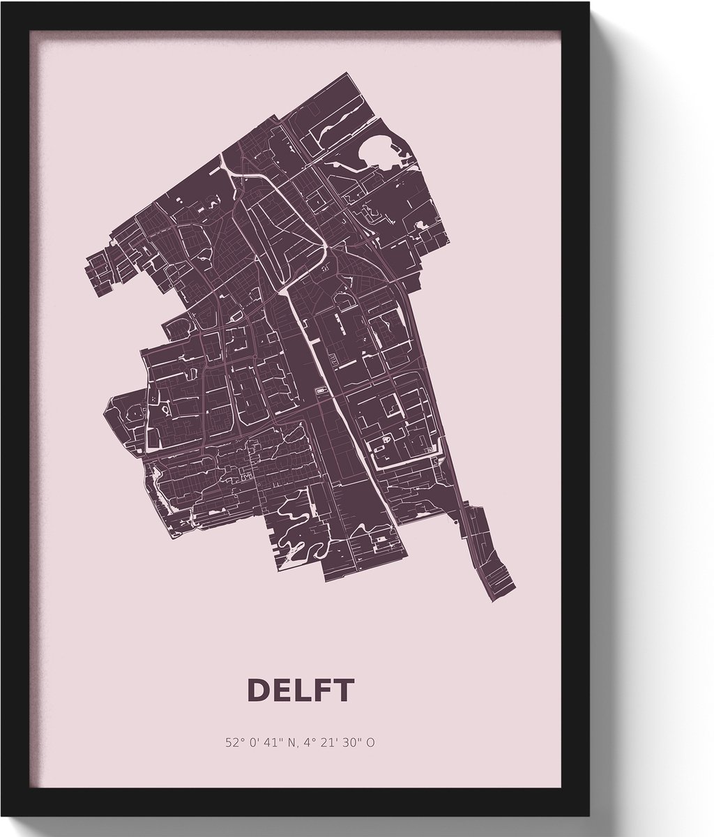 Poster Delft A3 - 30 x 42 cm - Paars (Exclusief Lijst)