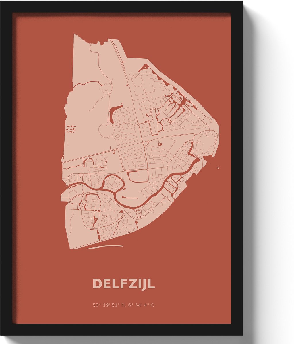 Poster Delfzijl A3 - 30 x 42 cm - Rood (Exclusief Lijst)