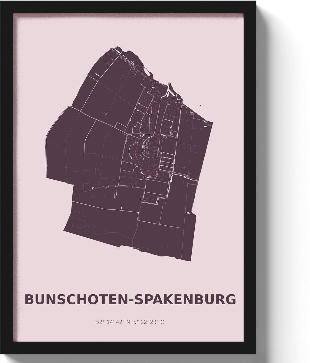 Poster Bunschoten-SpakenburgA3 - 30 x 42 cm - Paars (Exclusief Lijst)