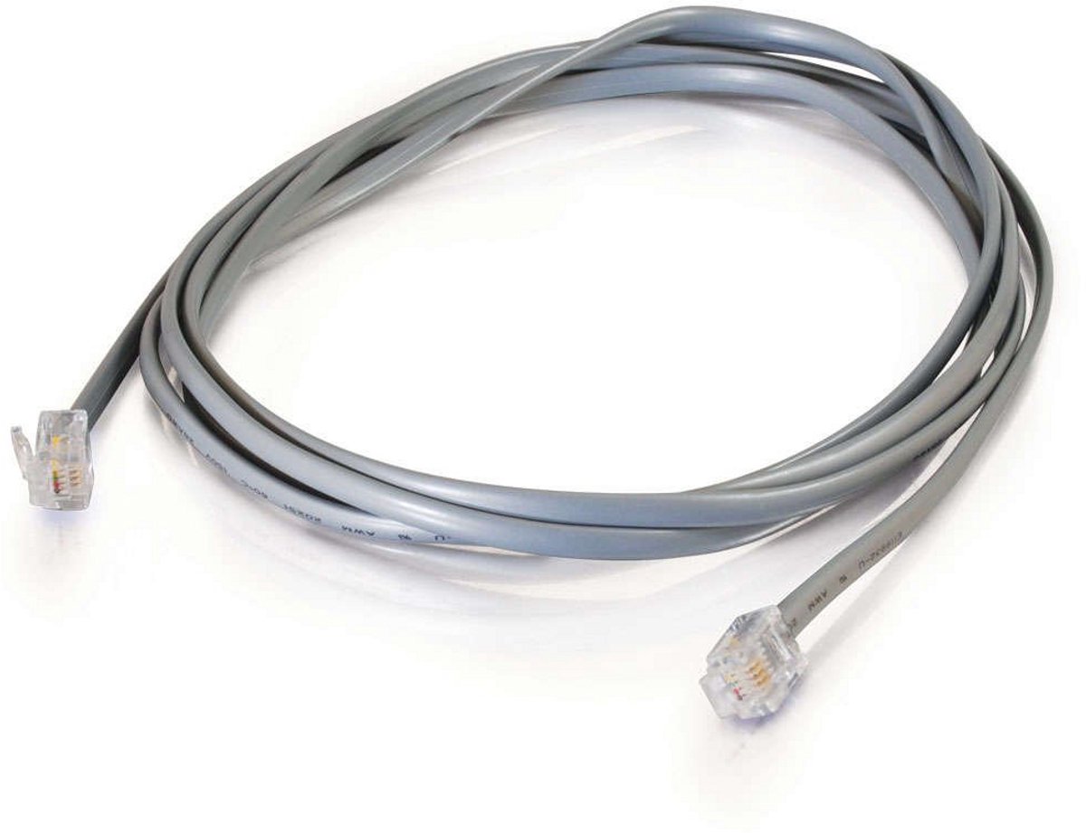 RJ11 6P4C 5 meter rechte modulaire kabel voor RS-232 adapters en telefonie