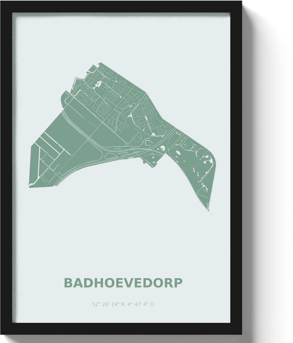 Poster Badhoevedorp A3 - 30 x 42 cm - Groen (Exclusief Lijst)