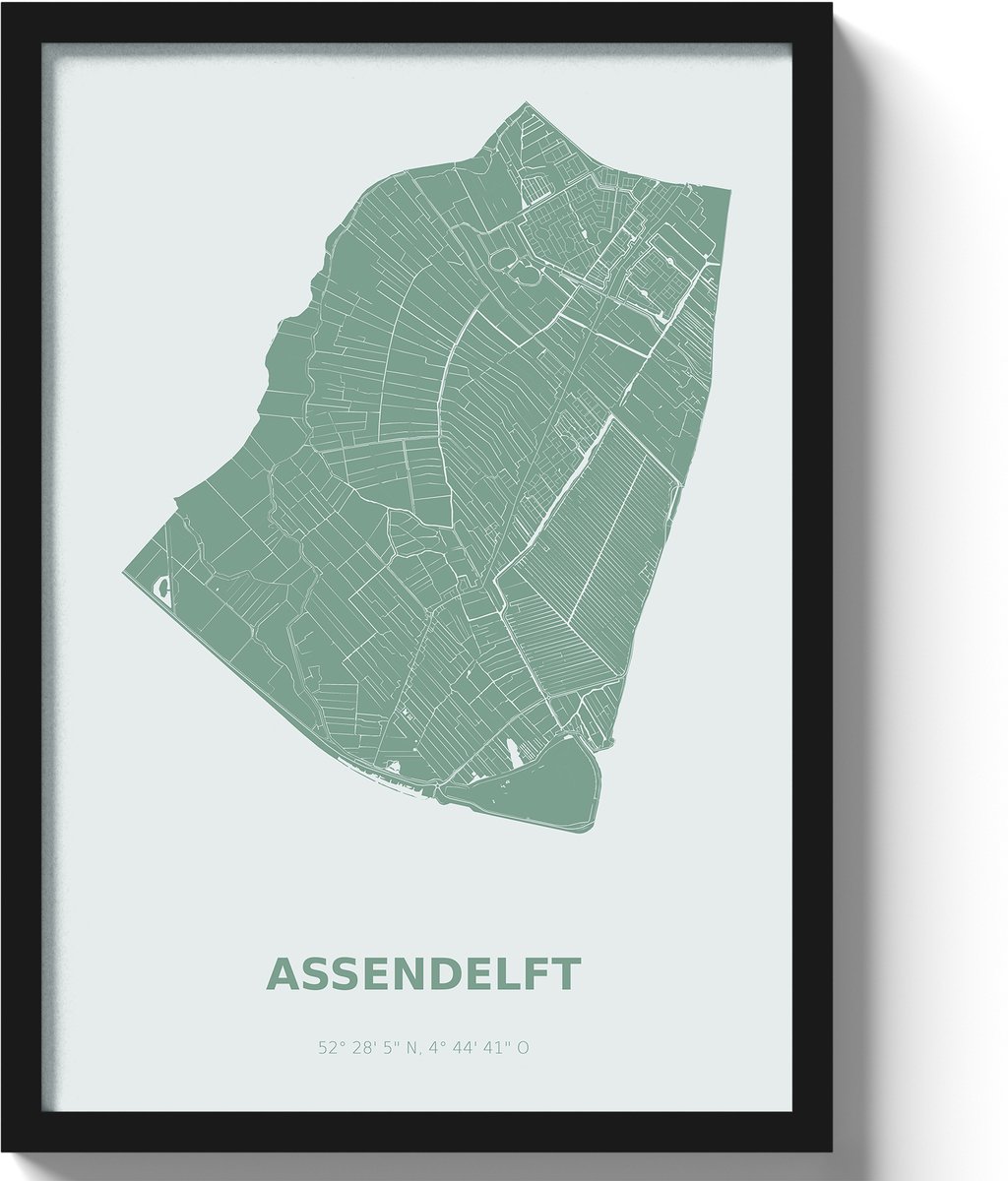 Poster Assendelft A3 - 30 x 42 cm - Groen (Exclusief Lijst)