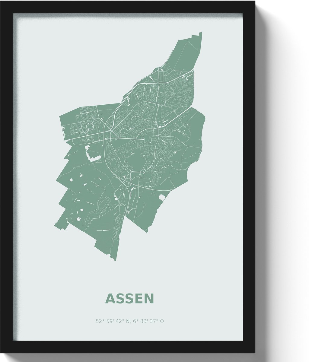 Poster Assen A3 - 30 x 42 cm - Groen (Exclusief Lijst)