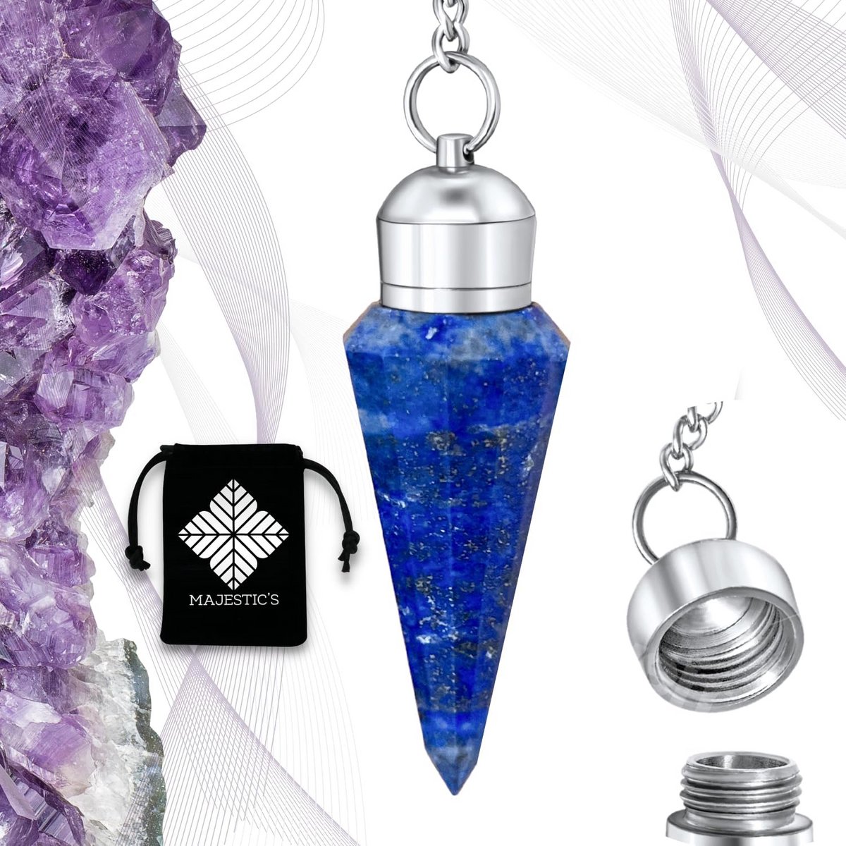 Lapis Lazuli Divinatorische Pendel - Natuurlijke Radiësthesie Slinger met 12 Facetten - PR