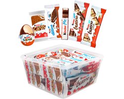 Kinder 899g chocolade mix - Kinder Bueno melk & wit, Surprise, Delice, Maxi, Cards - Herbruikbare snackbox - Individuele verpakte chocolade
