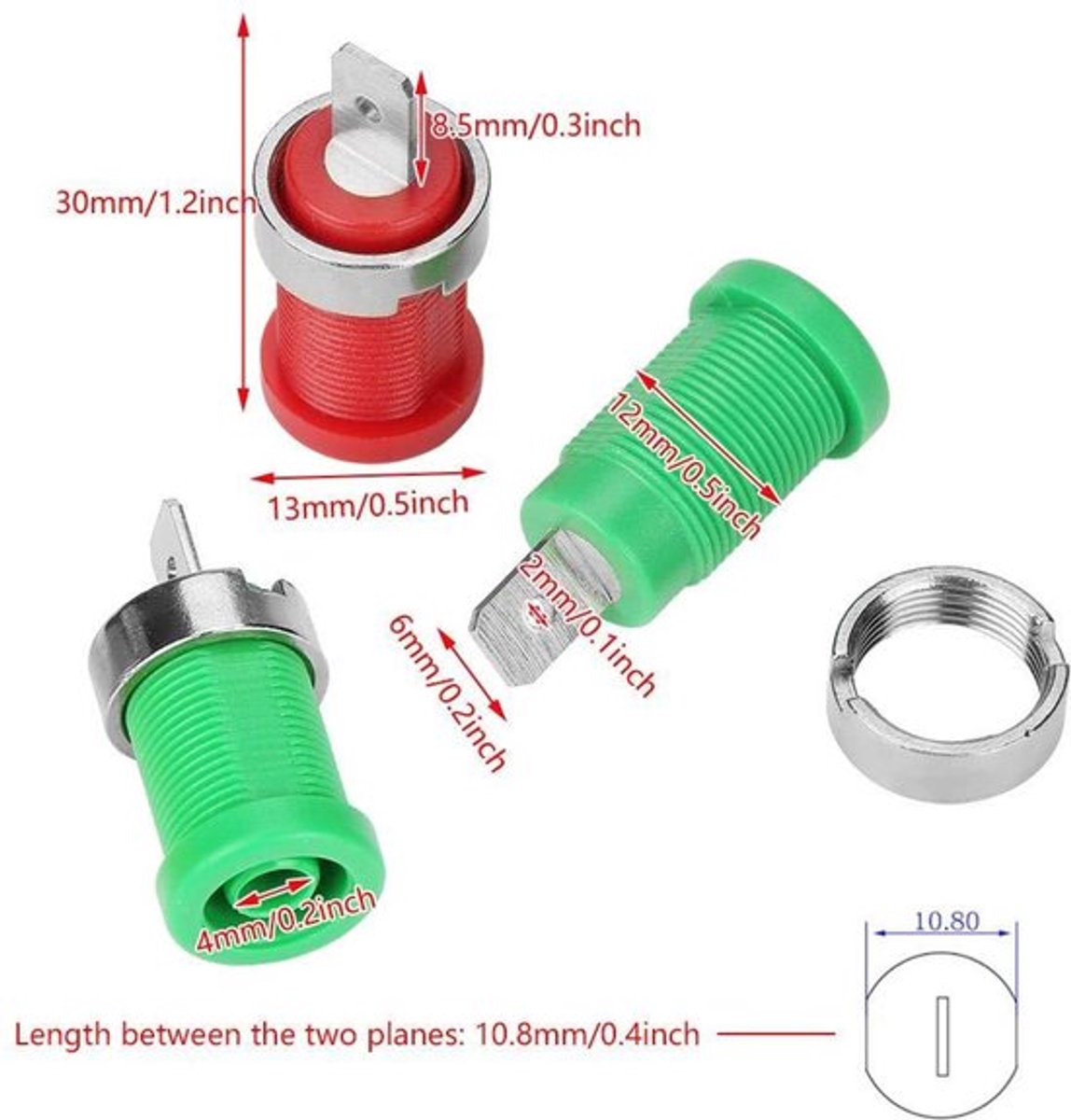 10 stks Gemengde Kleur Banana Jack Connector Socket 4.0mm Jack met Geleidbaarheid Weerstand tegen Inbrengen Anti-Oxidatie en Duurzaamheid voor Paneelmontage Test Probes