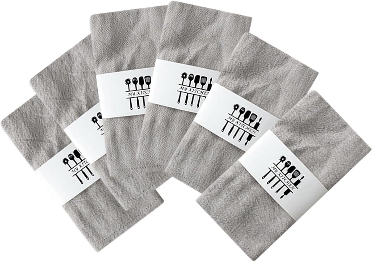 Linnen servetten set van 6 - 40x40 cm - afwasbaar - voor feesten en dagelijks gebruik