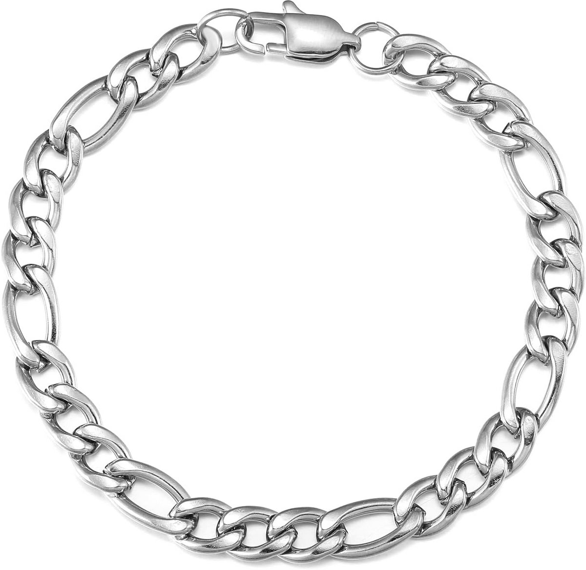 Figaroketting Armband voor Heren - 19 cm Roestvrij Staal in Zilver, Goud of Zwart
