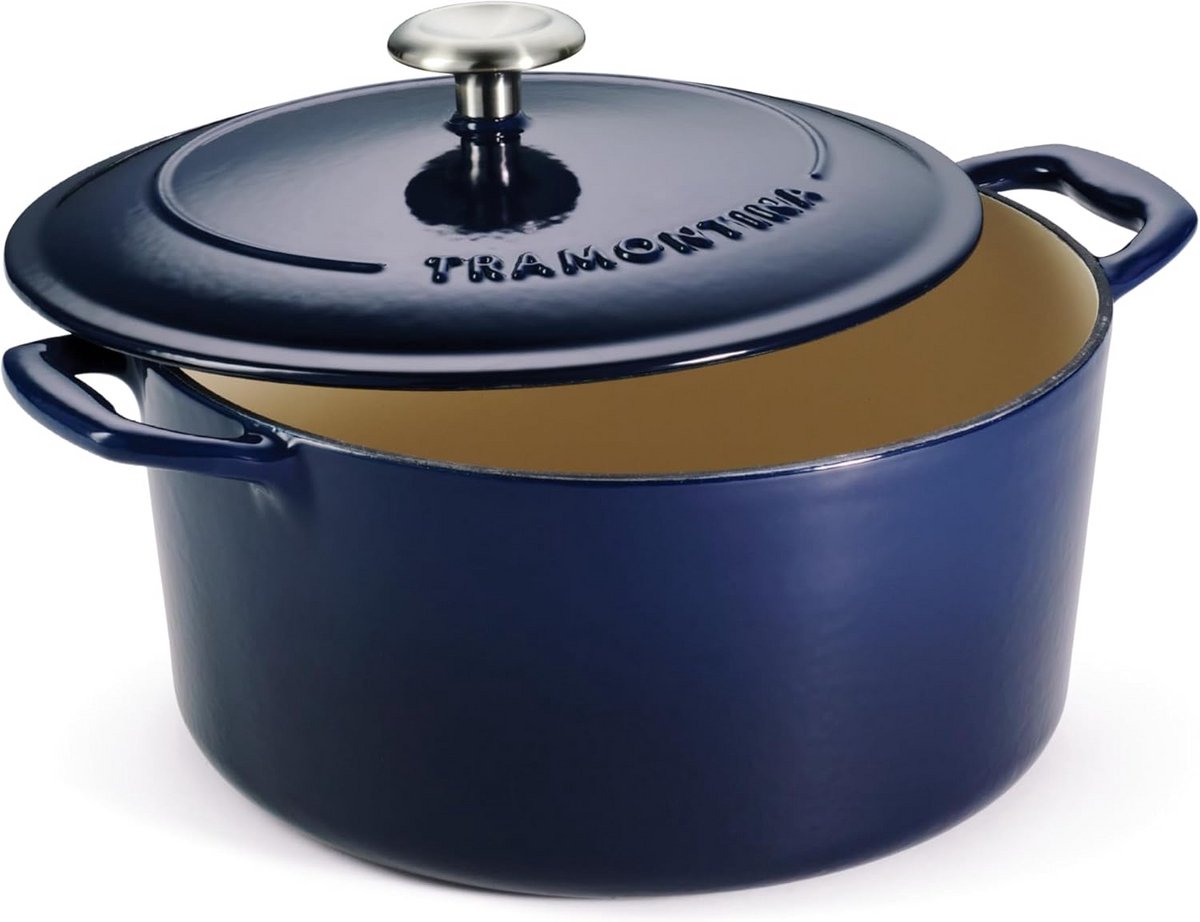 Geëmailleerde Gietijzeren Pan Dutch Oven 5,5 Liter Ronde Stoofpan Kobalt Kleurverloop
