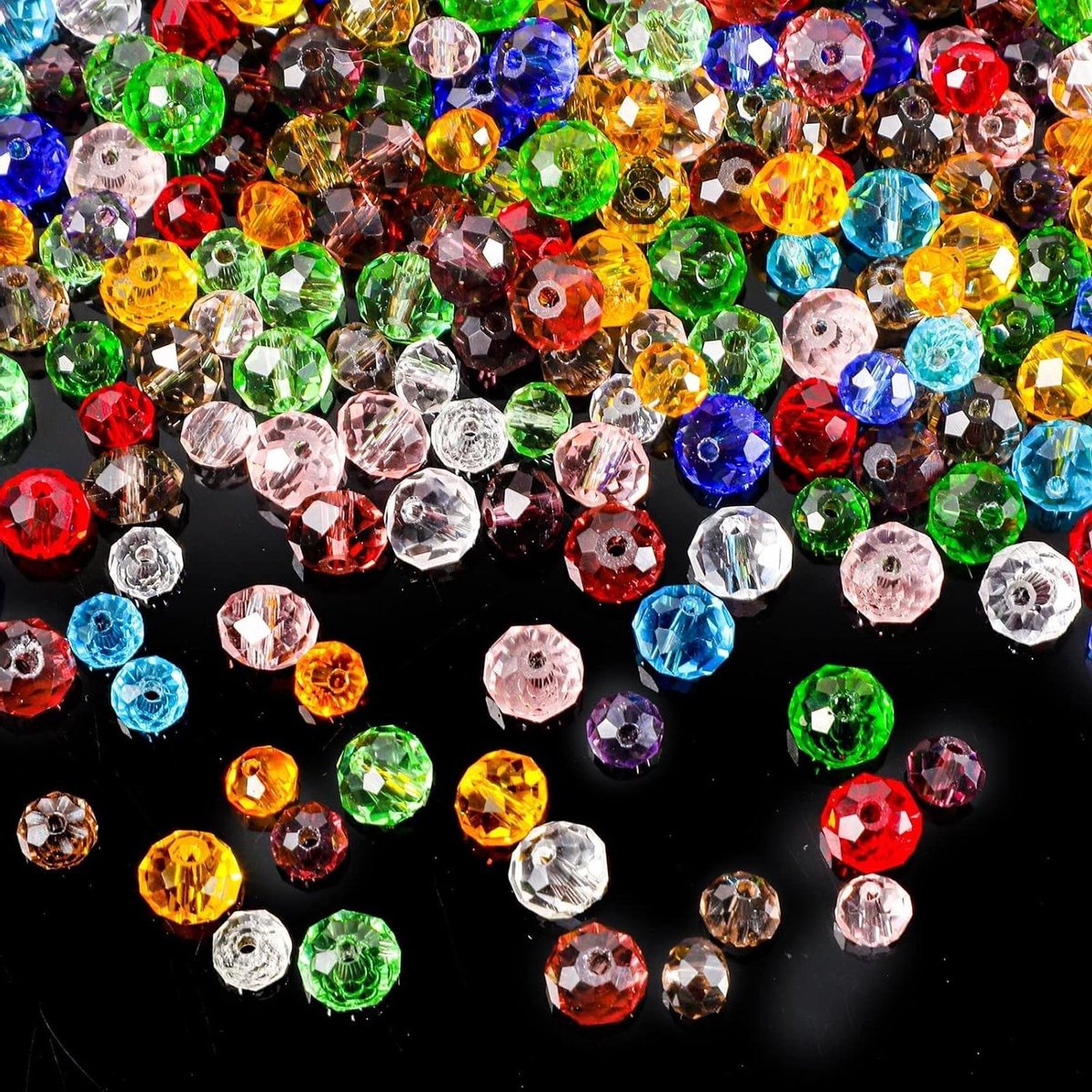 Ronte - 1000 stuks gefacetteerde glazen kralen 6 mm/8 mm met opbergdoos - handwerk sieraden maken armbanden - 12 kleuren.