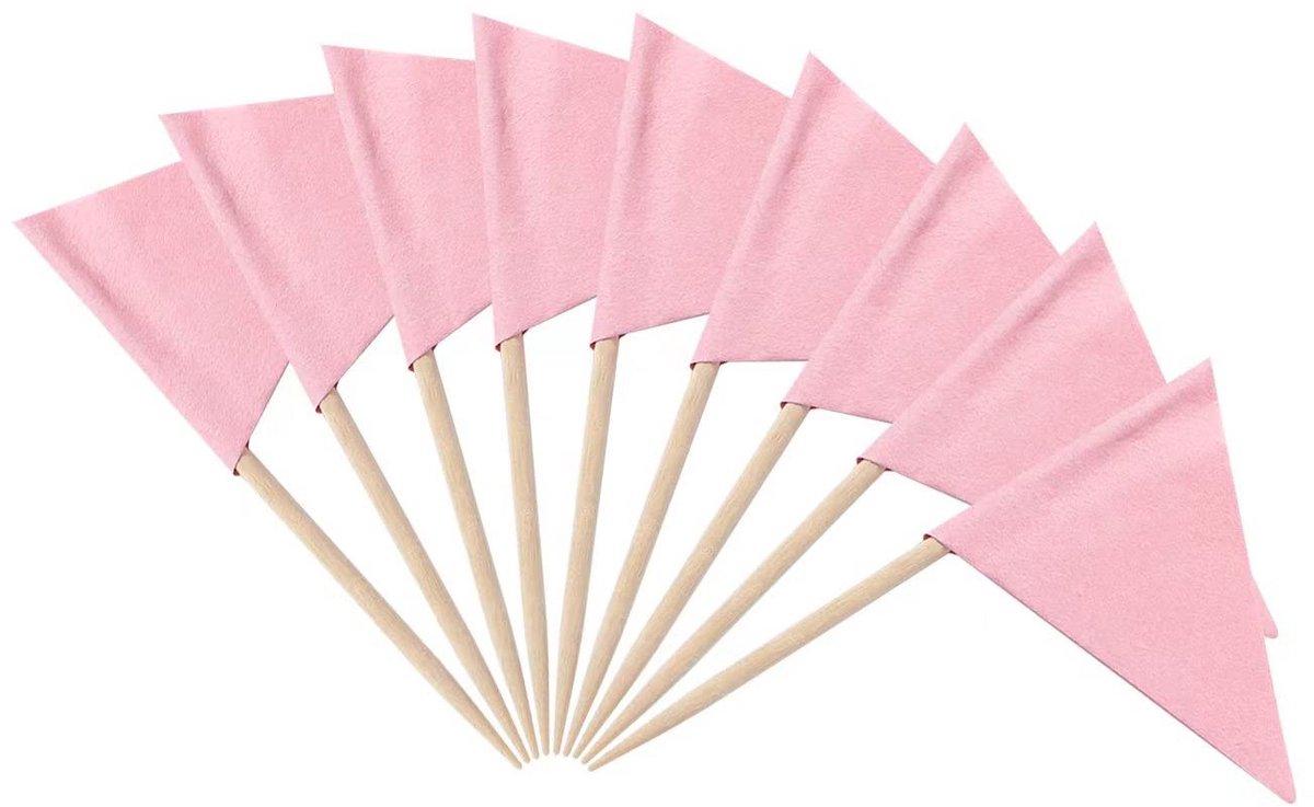 Set tandenstokers 100 stuks driehoekig roze