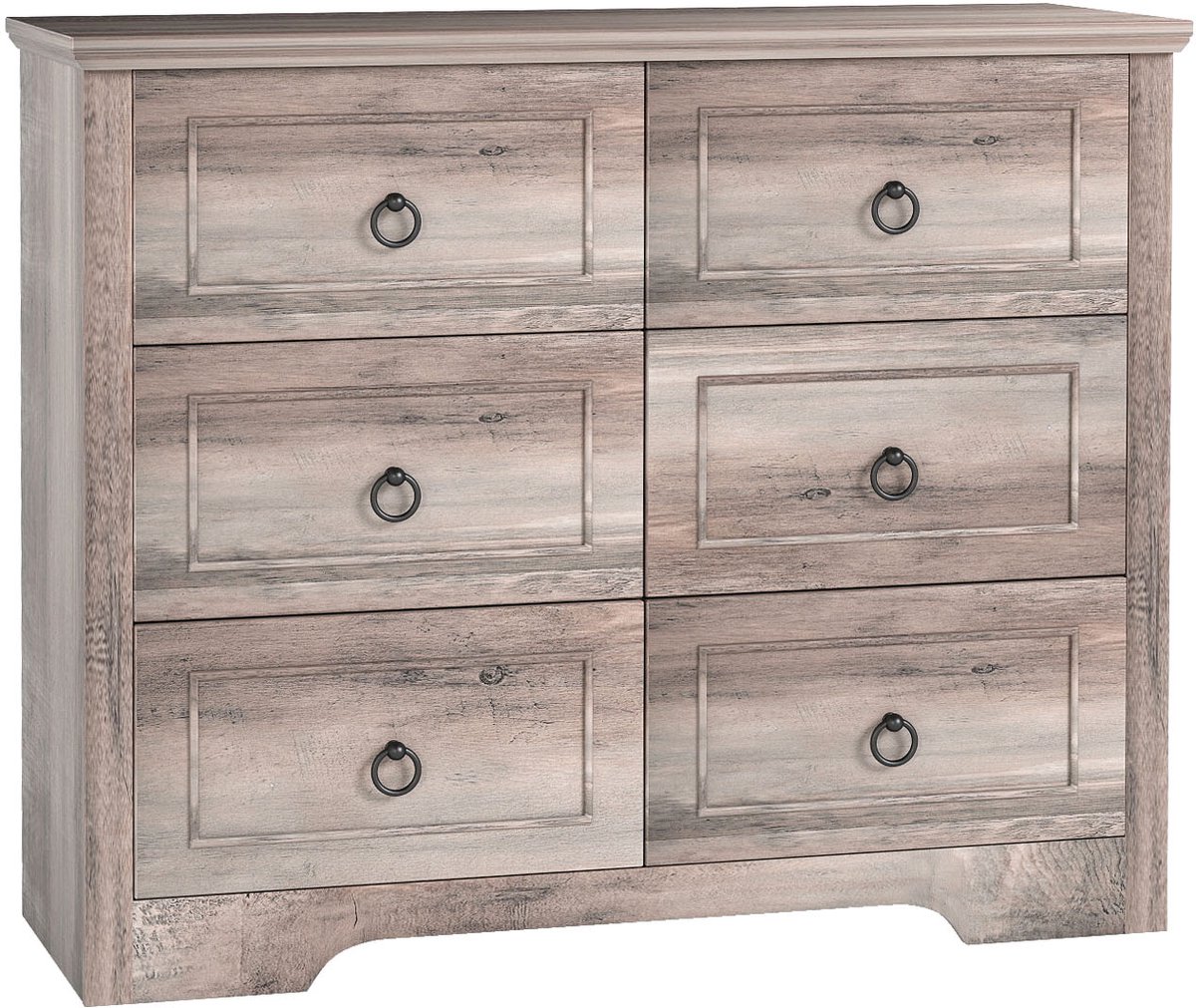 6-Lade Ladekast Rustic Grijs – Ruimtebesparend & Ruim – Anti-Kantel – Voor Slaapkamer & Woonkamer