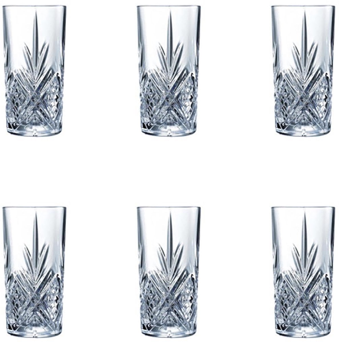 Unyqoos® Set van 6 transparante longdrinkglazen voor cocktails en koude dranken
