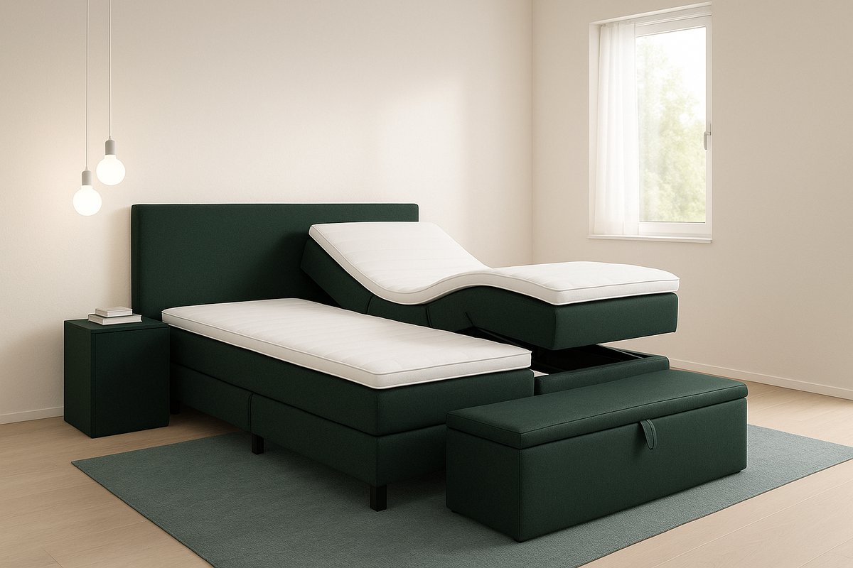 Fermo Hoog Laag Bed 1 Persoons/ Verzorgingsbed /Seniorenbed Elektrisch Verstelbaar 120x200 cm Donker Groen/Montage optie/Made in NL