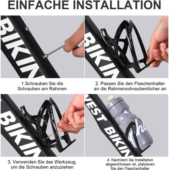OKWISH Bidonhouder Fiets - PC Waterfleshouder voor Fiets - Sterke en Lichte Fietsaccessoires - Geschikt voor Racefietsen en MTB - Zwart — afbeelding 3