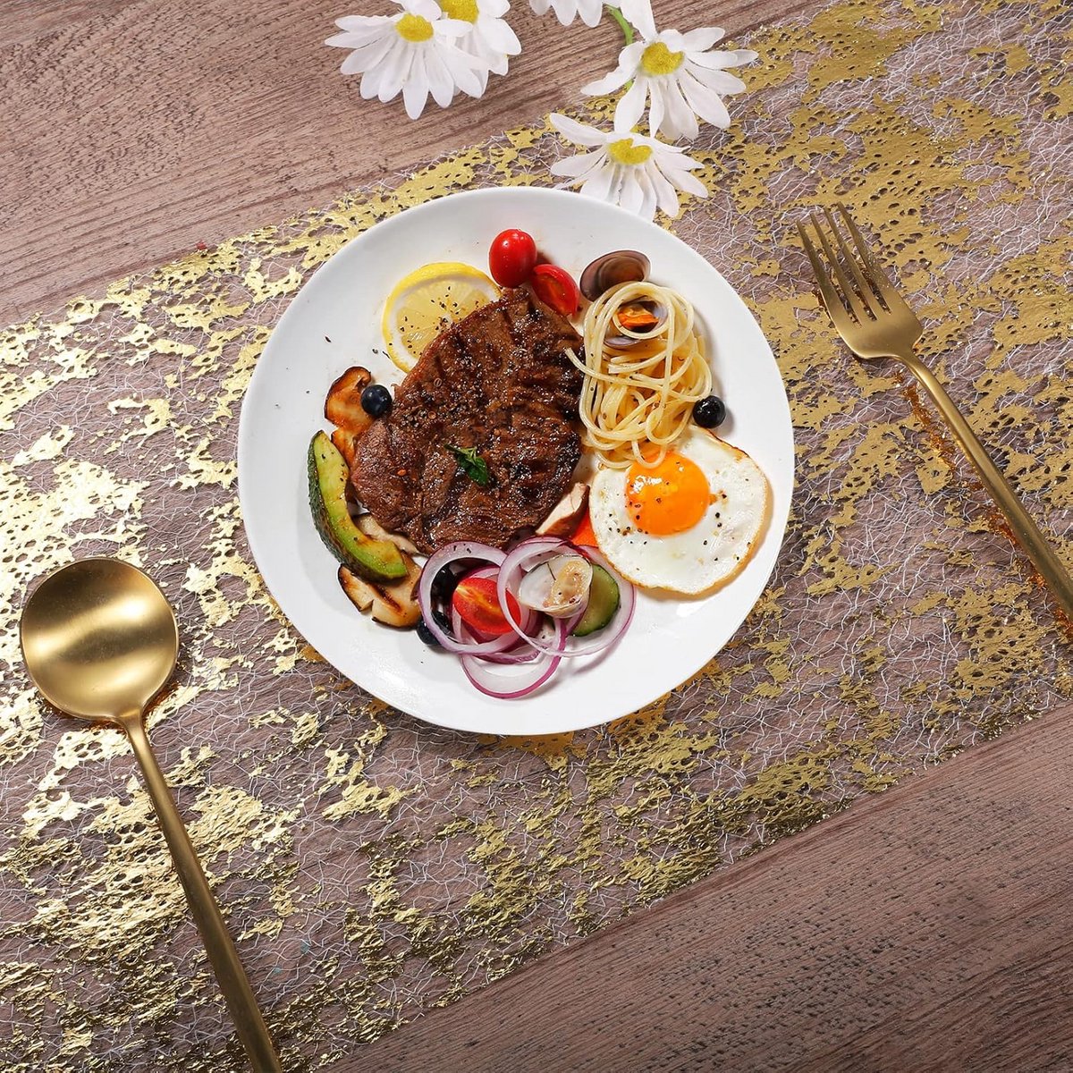 Gouden Tafelloper 28 cm x 20 m - Glanzend Metallic voor Feestelijke Tafeldecoratie