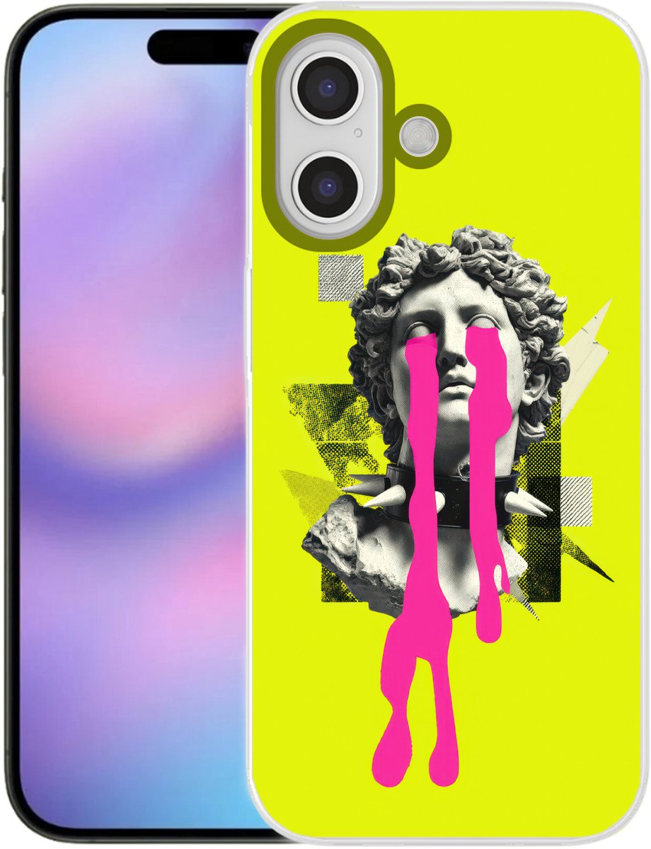 Telefoonhoesje Geschikt voor iPhone 17 hoesje - Buste - Verf - Geel - Siliconen Telefoonhoesje Telefoonhoesje