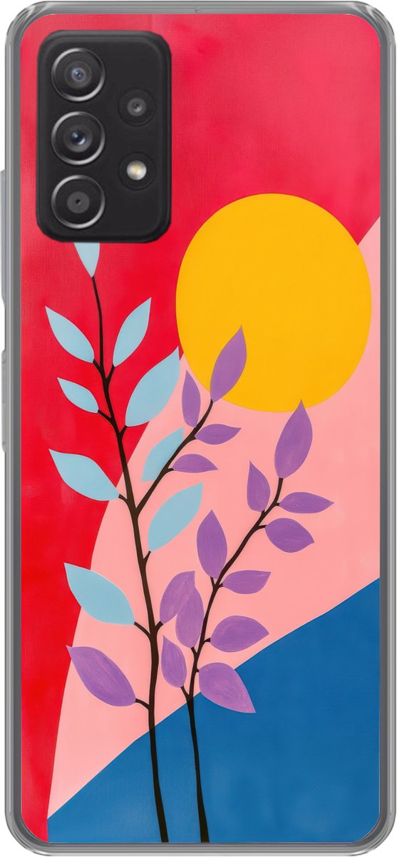 Telefoonhoesje Geschikt voor Samsung Galaxy A53 5G hoesje - Bladeren - Zon - Abstracte vormen - Siliconen Telefoonhoesje Telefoonhoesje
