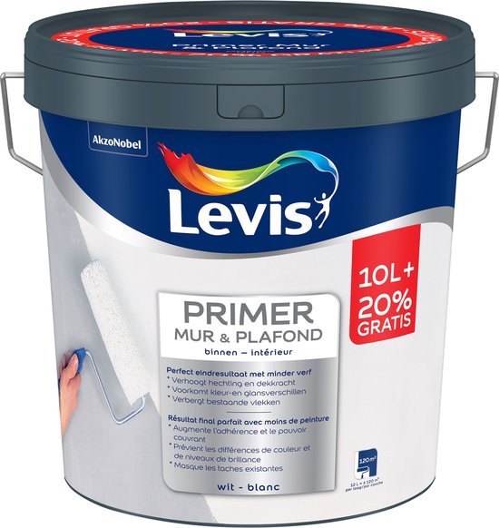 Levis - Primer Mur & Plafond - Wit - 12 L