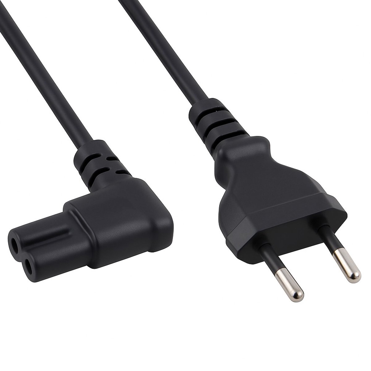 Allteq - Euro naar C7 apparaatsnoer - Haaks - 1 meter - Zwart