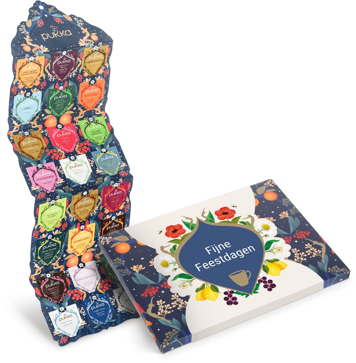 Pukka Thee adventskalender - "Fijne feestdagen" - 24 theezakjes