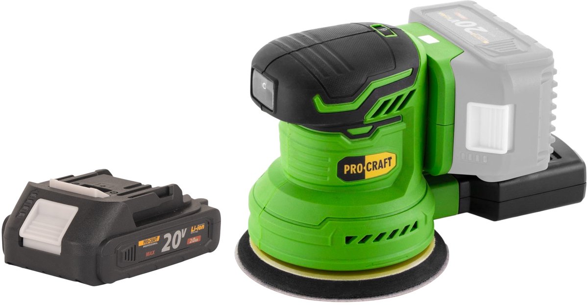 Procraft PX20BLbb accu-excentrische schuurmachine 20 V 125 mm borstelloos + 1x accu 2,0 Ah - zonder oplader