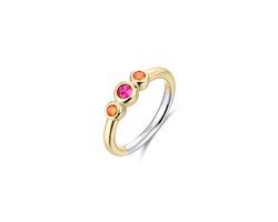 Gisser Jewels R378YOF-62 Dames Ring Drie Zirkonia Roze Oranje Maat 62 Goudkleurig