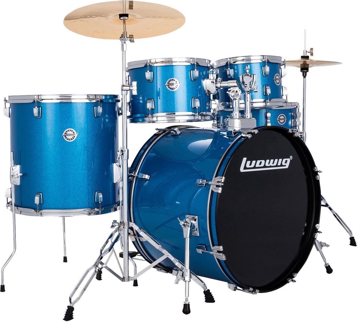 Ludwig Accent Drive Blue Sparkle 5-delig drumstel inclusief bekkens en hardware