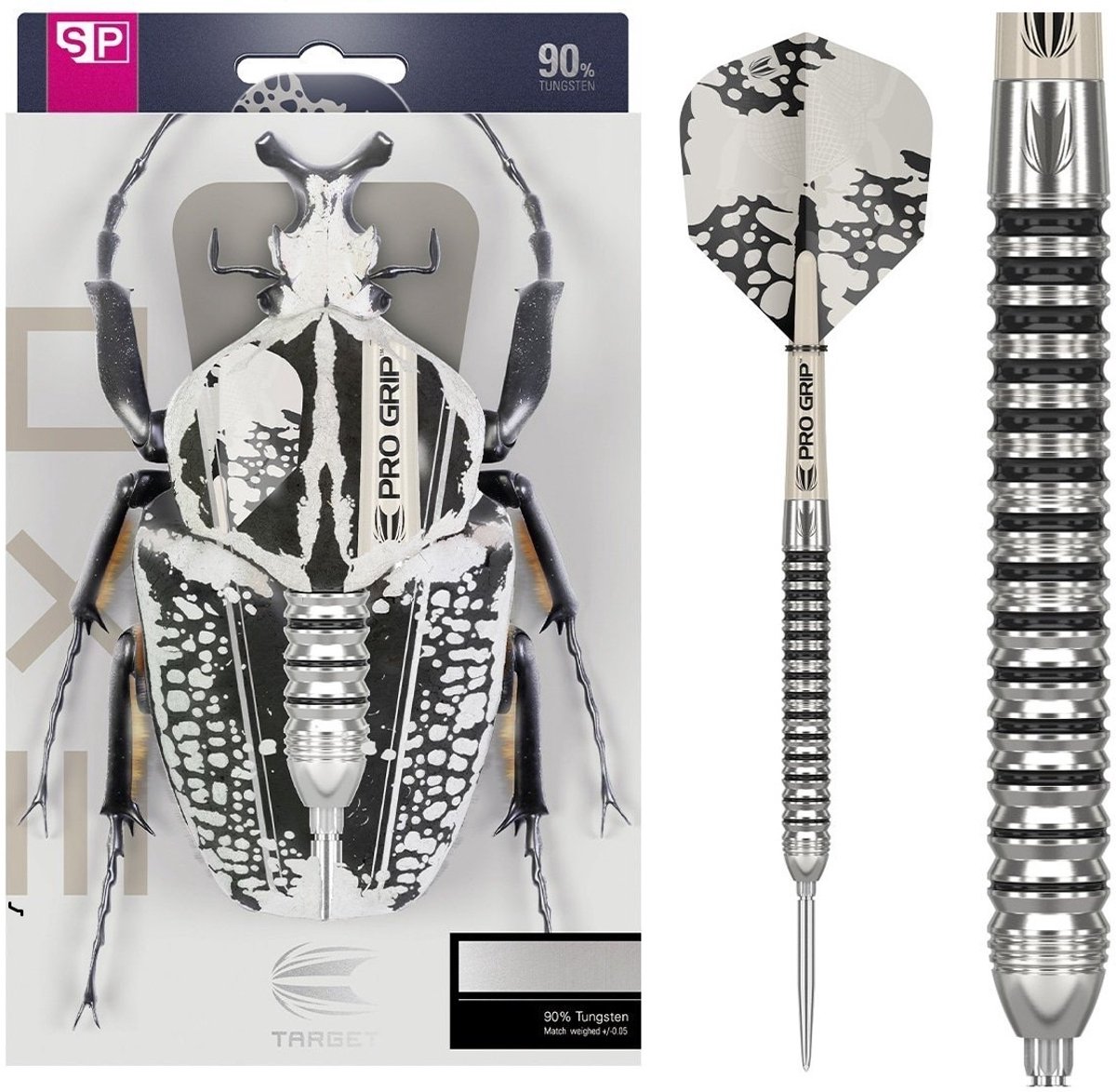 Target Darts EXO Edition 90% Tungsten Steel Tip Darts Set 23G Barrel 01 - Swiss Point Technologie - Pro Grip Shafts - Pro Ultra Flights - Radiale Groeven - Levenslange Garantie